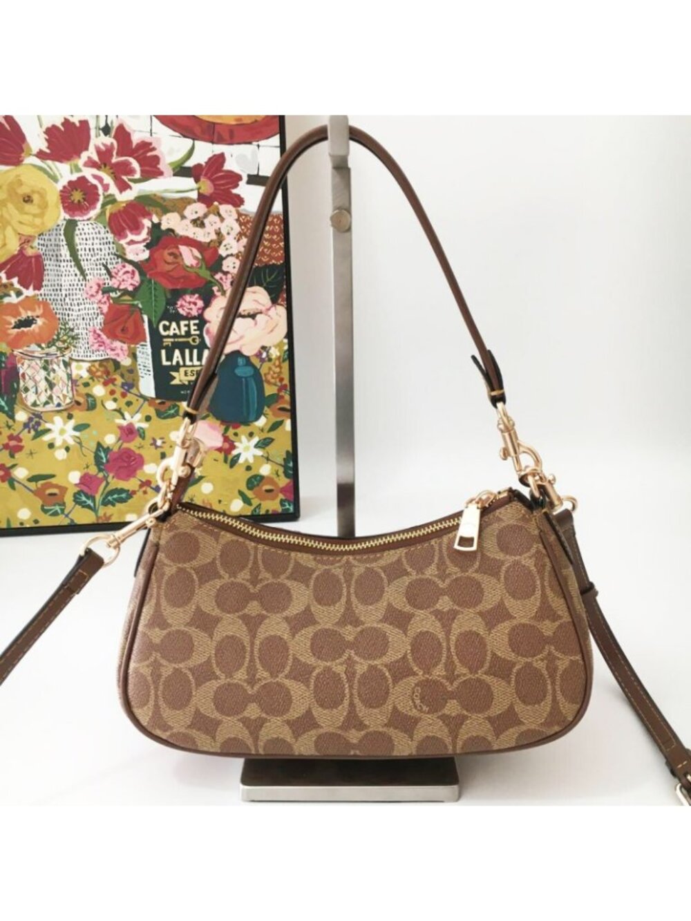 COACH Ashton Baguette In Signature Canvas Tan CY658 Crossbody outlet New JPN - Picture 3 of 7